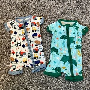 Little Sleepies Bundle Turtles and Construction 0-3 Months Shorty Zippy